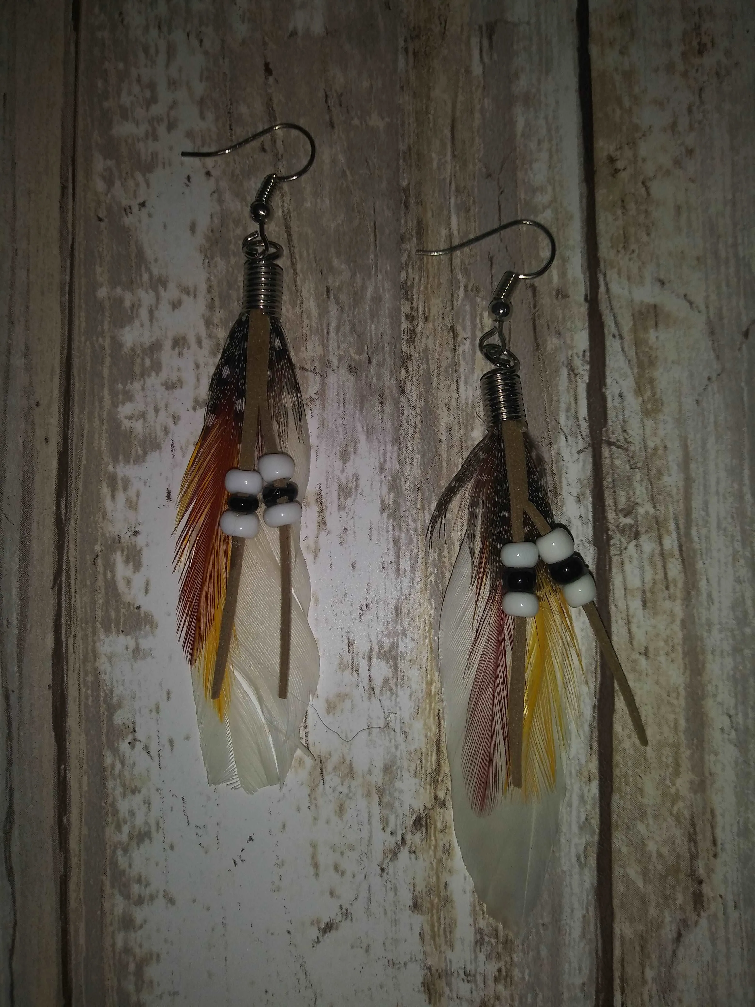 Beaded Feather Earrings