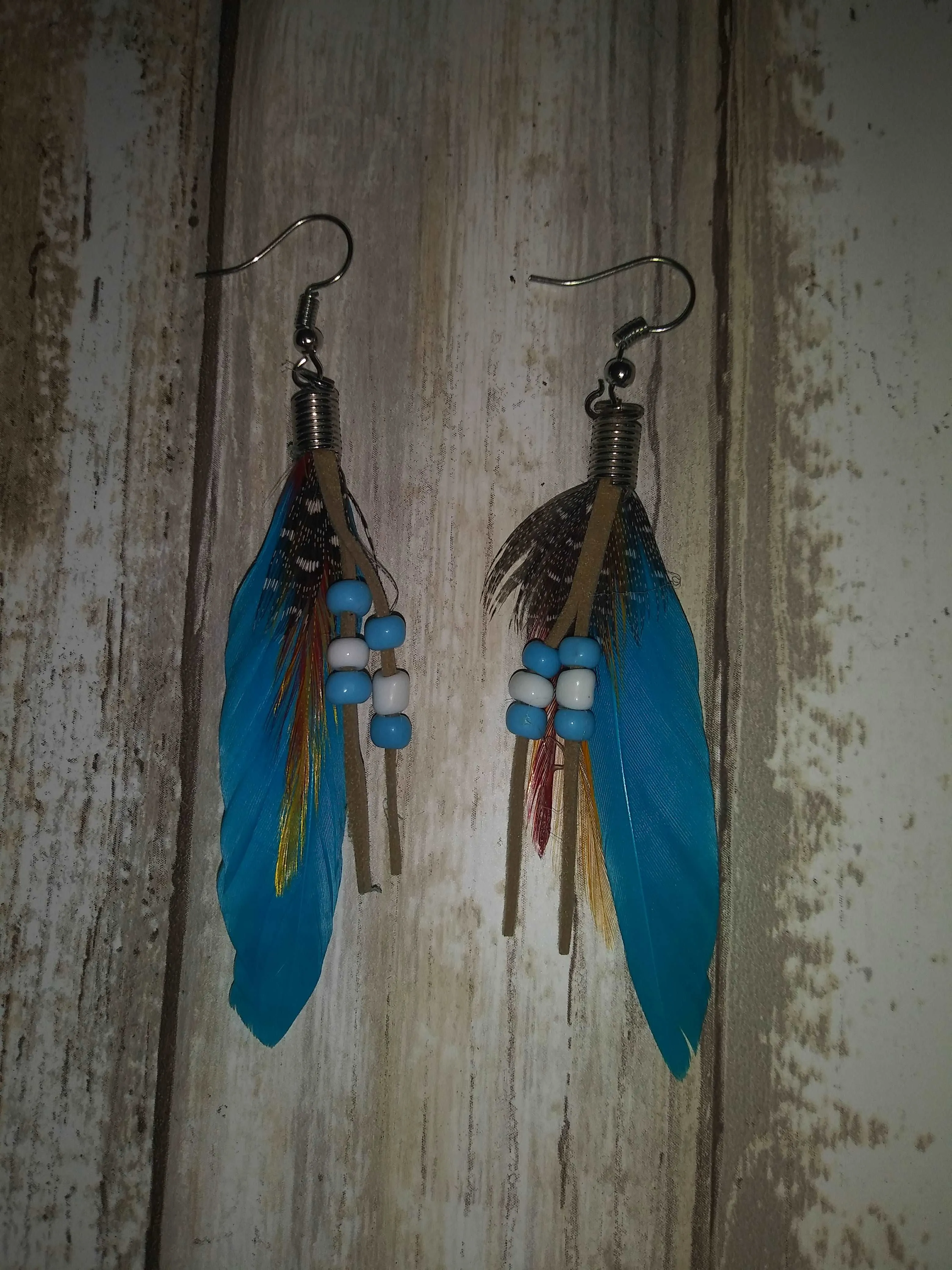 Beaded Feather Earrings