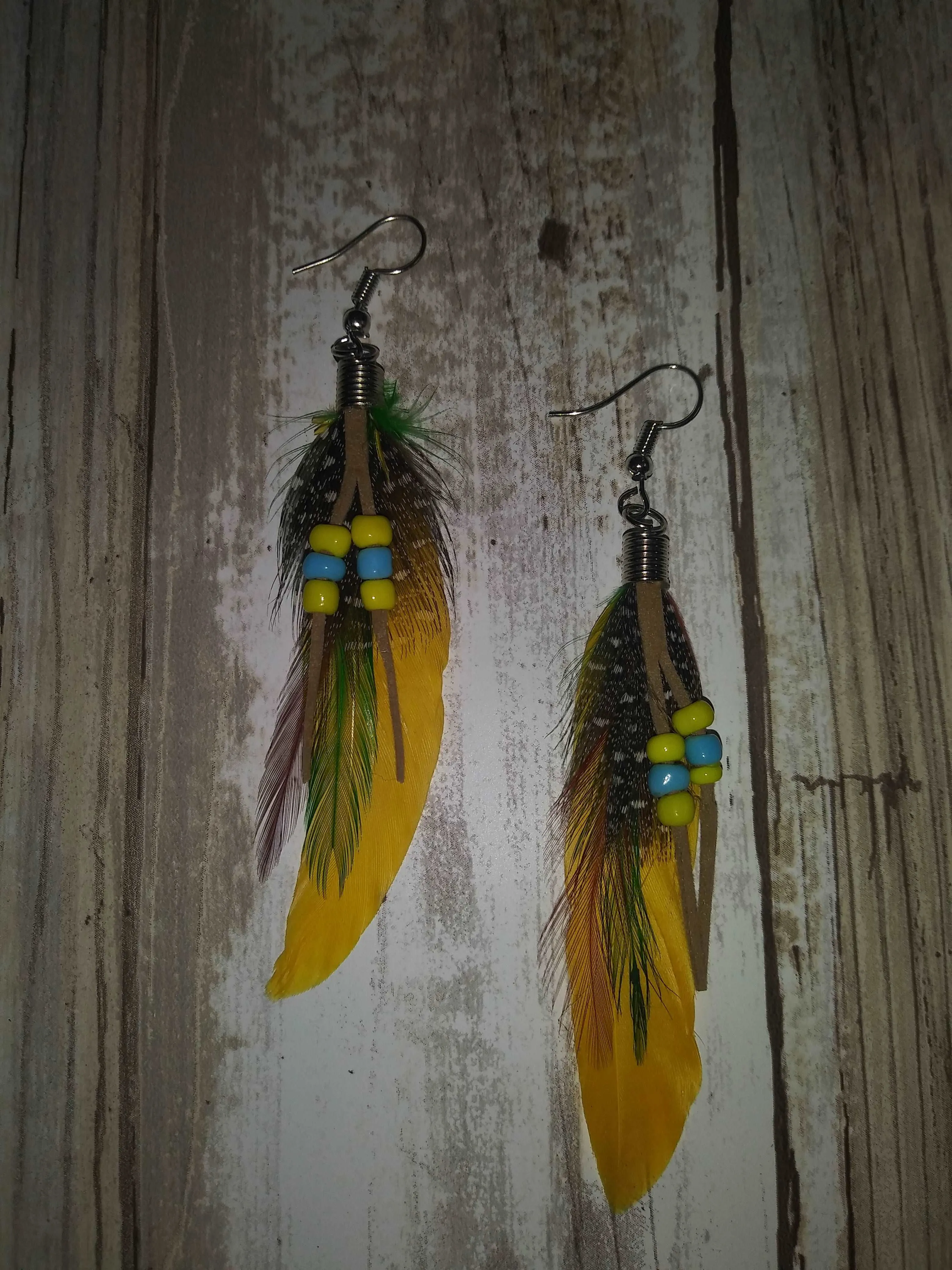 Beaded Feather Earrings