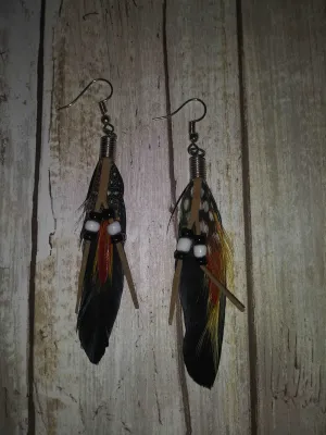 Beaded Feather Earrings