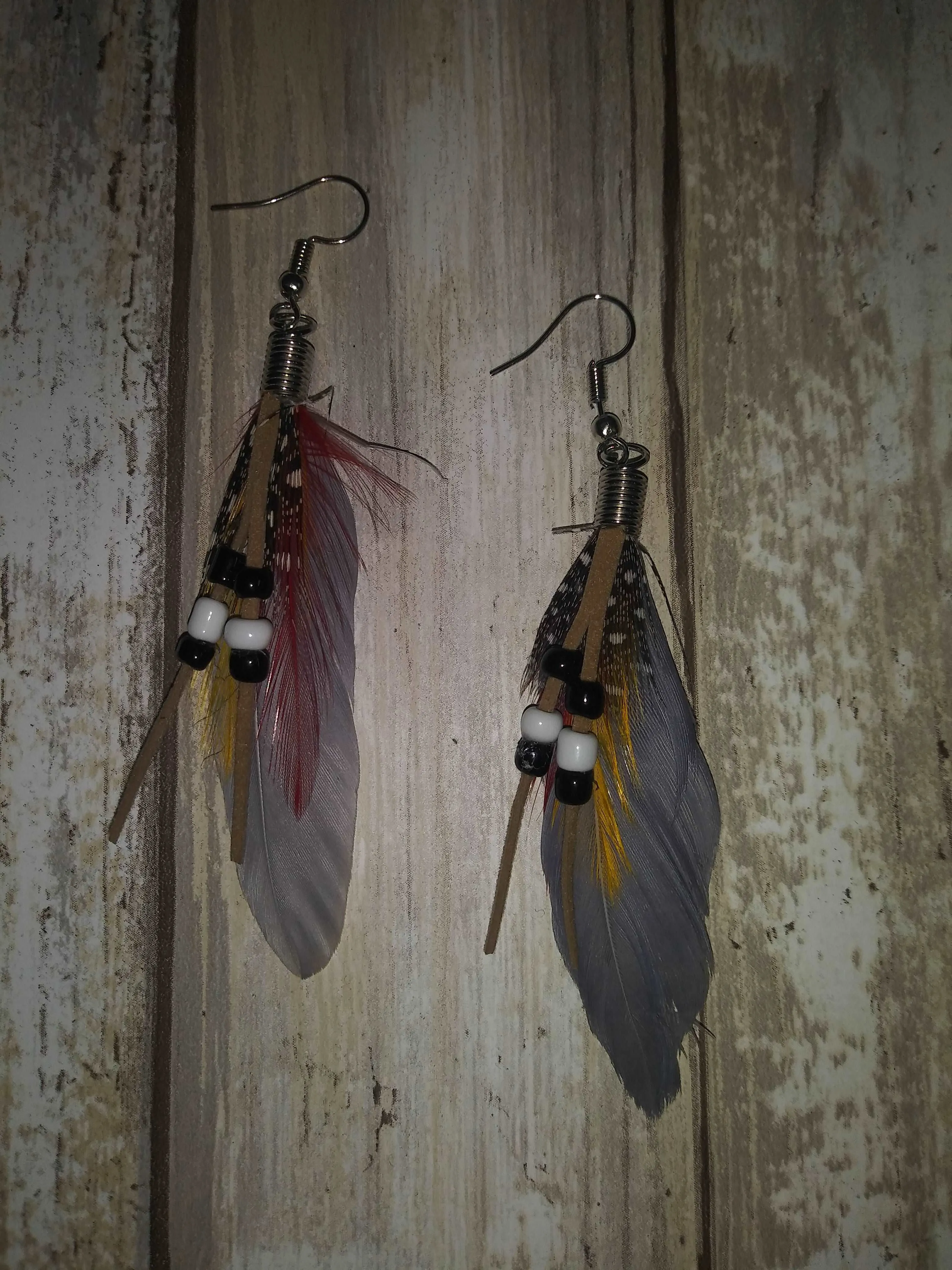 Beaded Feather Earrings