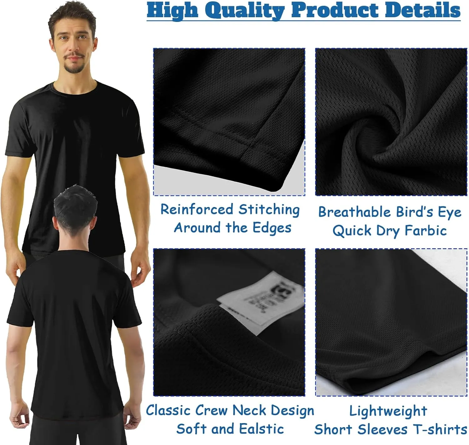 BeautyWill Custom Logo Mens T-Shirts Dry Fit Flourescent Work Shirts Athletic Construction Outdoor Activewear for Men
