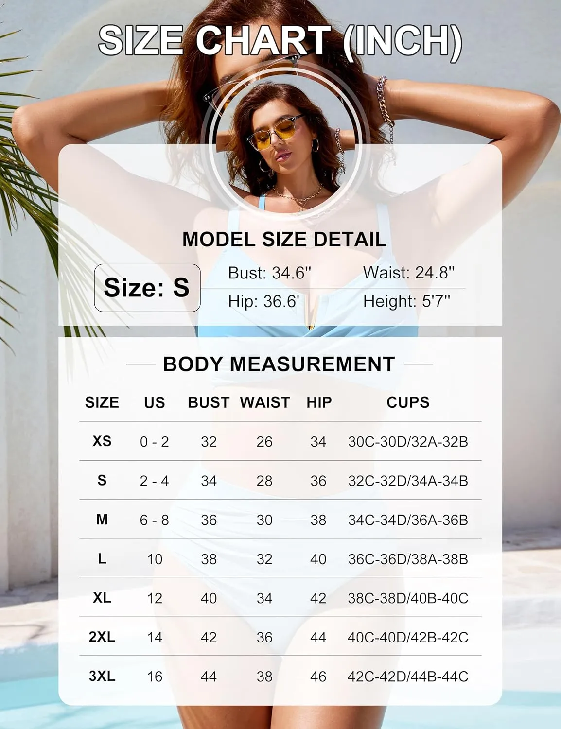 BMJL Womens High Waisted Bikini Sets Modest Tummy Control Swimsuits V Wire Criss Cross Bathing Suit Swim Suits
