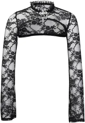 Bolero Shrug Top Trad Goth Black Shawls and Wraps for Evening Dresses Short Cardigan