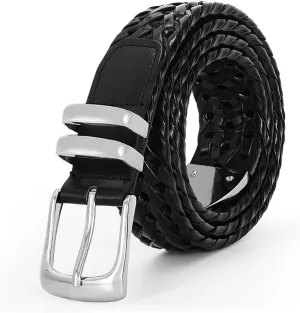 Braided Leather Belt for Men Casual Jeans Golf, Men's Leather Woven Alloy Buckle Hand Braided Belts Gift for Men
