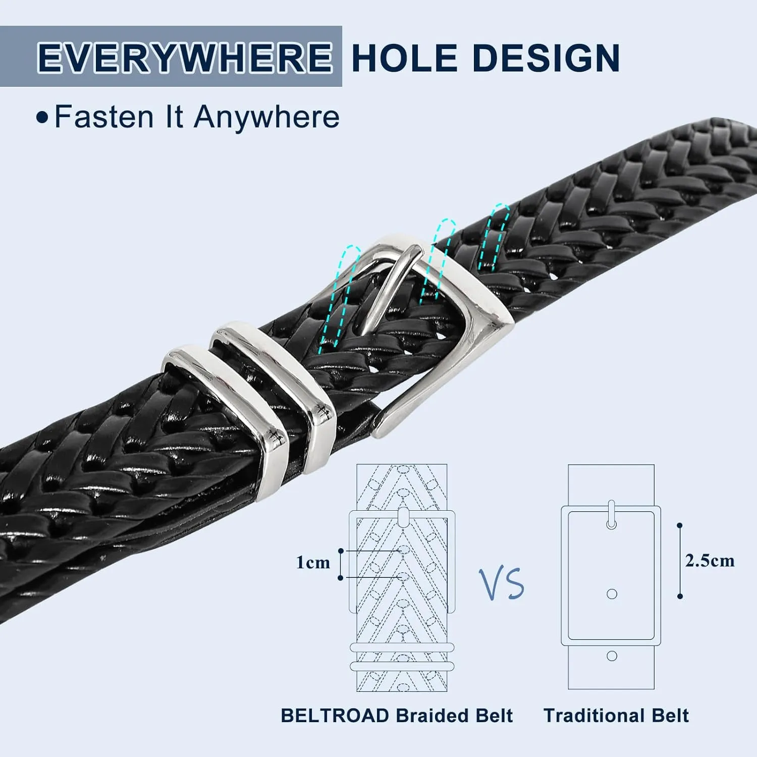 Braided Leather Belt for Men Casual Jeans Golf, Men's Leather Woven Alloy Buckle Hand Braided Belts Gift for Men