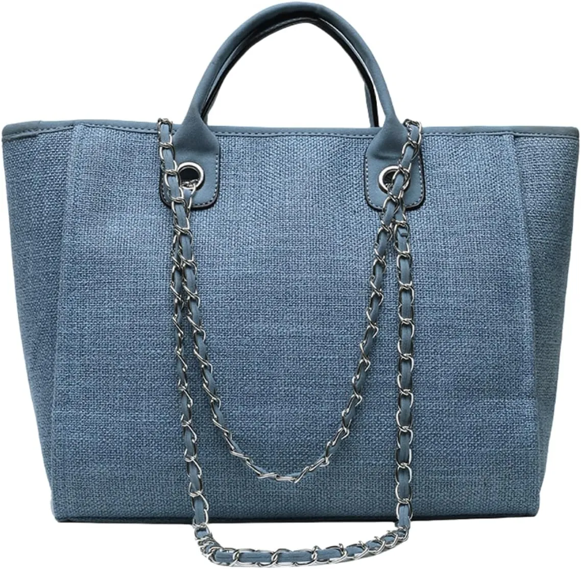 Bucket Bag for Women - Large Capacity Tote with Chain Strap, Adjustable Shoulder & Versatile Colors,Work and Travel (Blue)