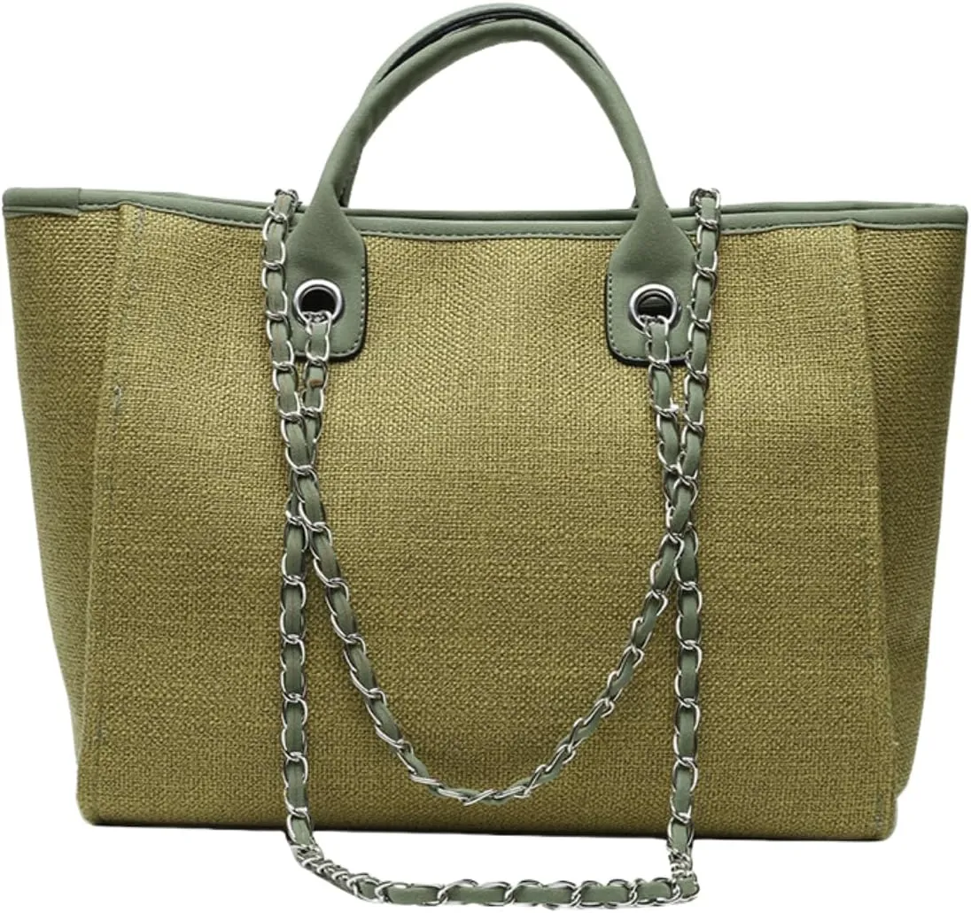 Bucket Bag for Women - Large Capacity Tote with Chain Strap, Adjustable Shoulder & Versatile Colors,Work and Travel (Green)