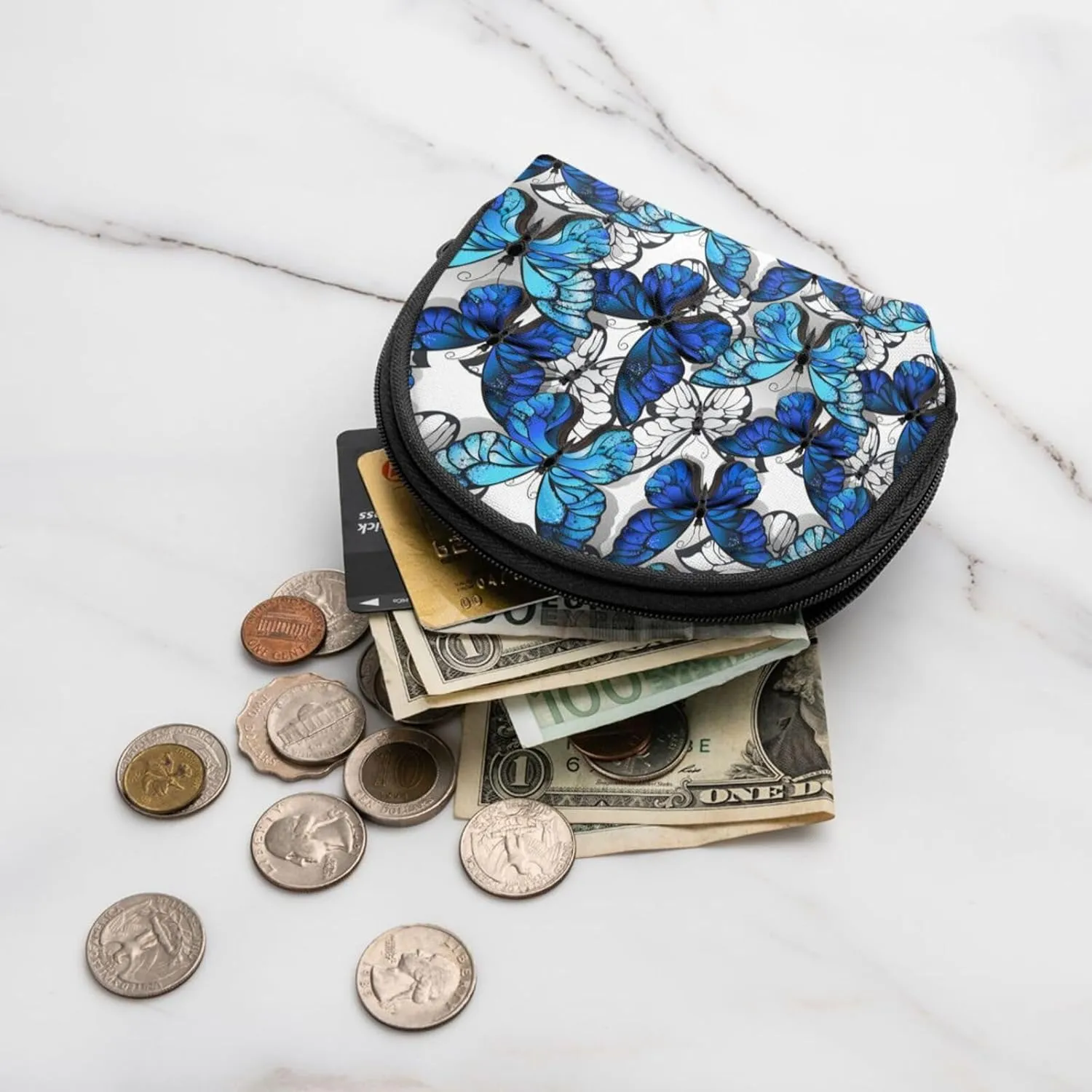 Butterfly Coin Purse Mini Wallet Change Pouch Key Holder Zipper Small Cosmetic Makeup Storage Bags