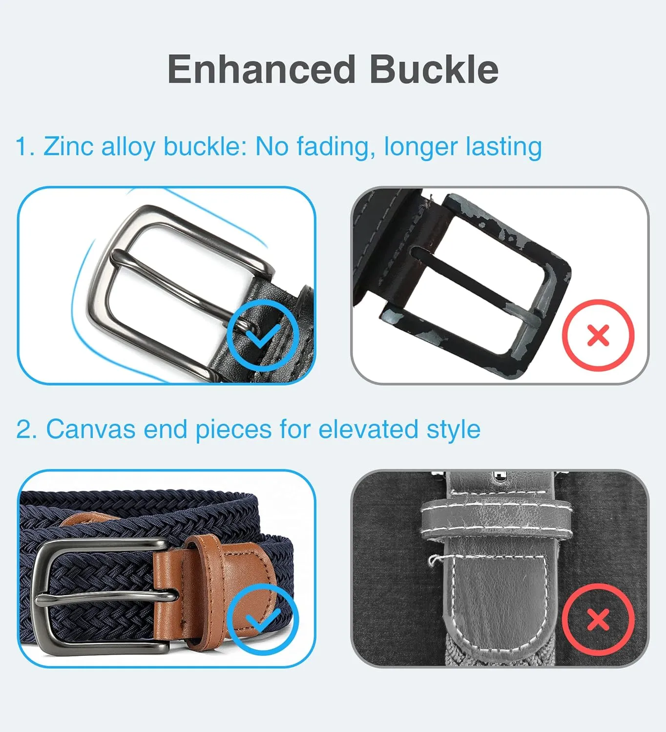 CHAOREN Stretch Belts for Men - Braided Elastic Golf Belt for Men 1 3/8"- Gift for Casual Jeans Shorts