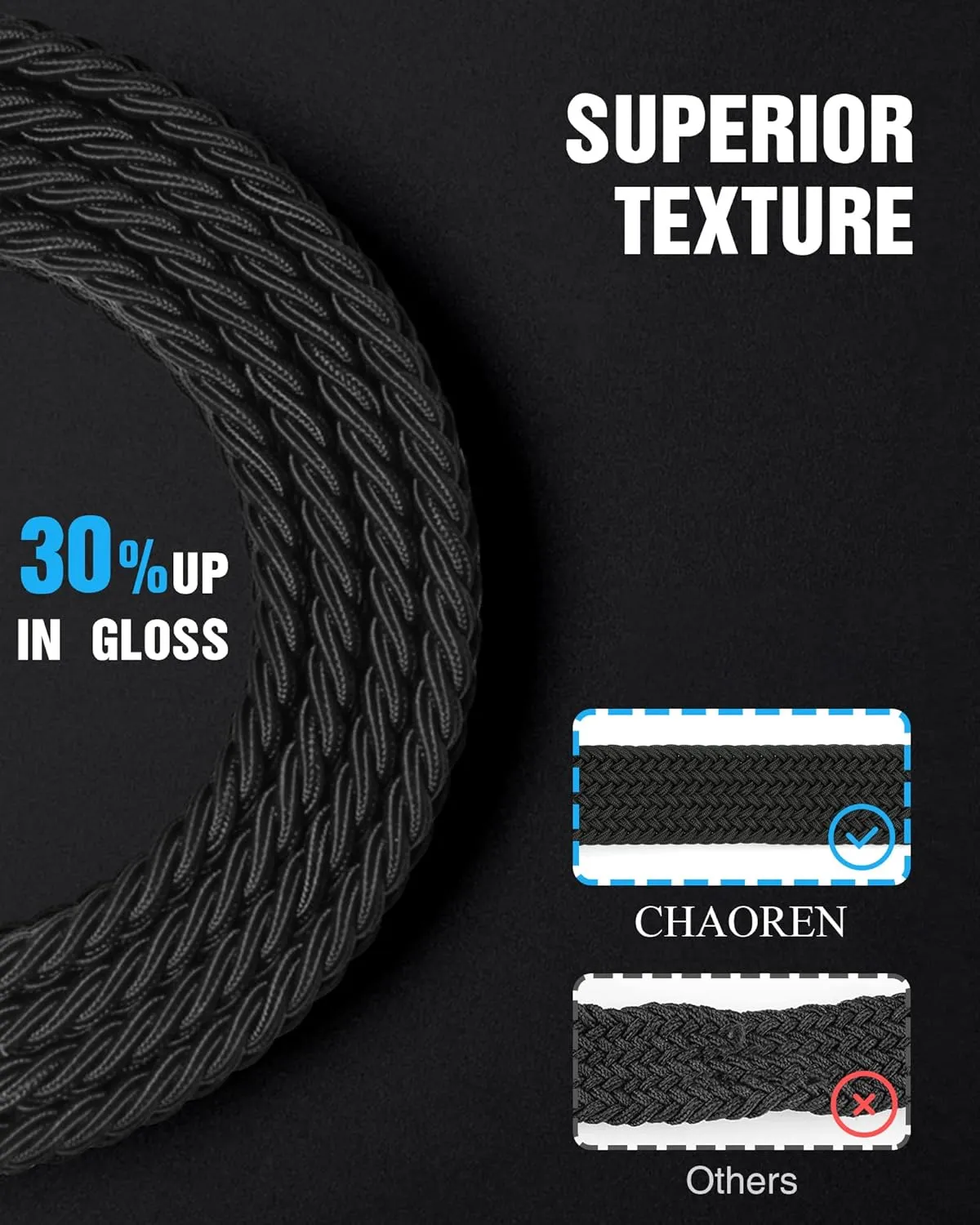 CHAOREN Stretch Belts for Men - Braided Elastic Golf Belt for Men 1 3/8"- Gift for Casual Jeans Shorts