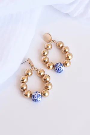 CHINOISERIE BALL BEAD TEARDROP EARRINGS