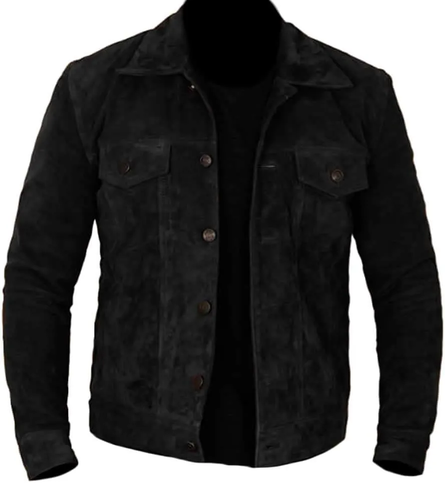 Classyak Men's Fashion Trucker Western Suede Leather Jacket