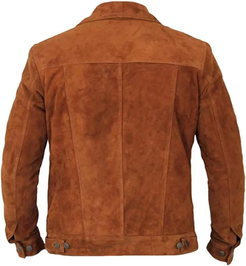 Classyak Men's Fashion Trucker Western Suede Leather Jacket