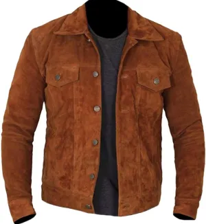Classyak Men's Fashion Trucker Western Suede Leather Jacket