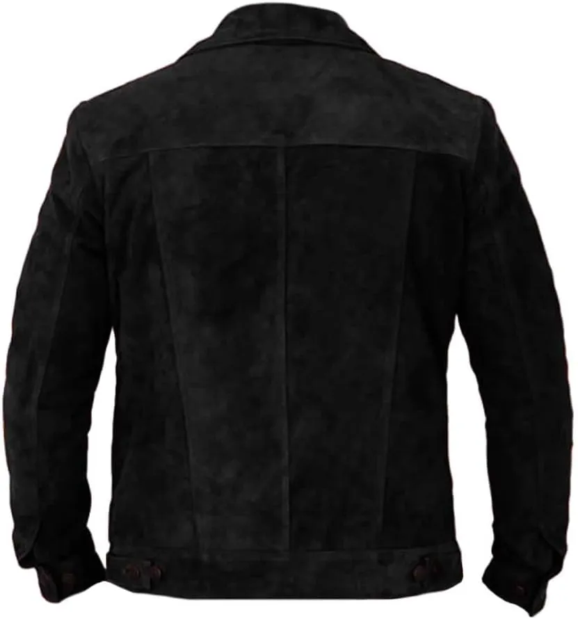 Classyak Men's Fashion Trucker Western Suede Leather Jacket