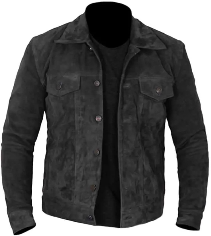Classyak Men's Fashion Trucker Western Suede Leather Jacket