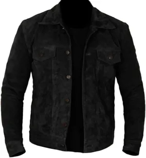 Classyak Men's Fashion Trucker Western Suede Leather Jacket