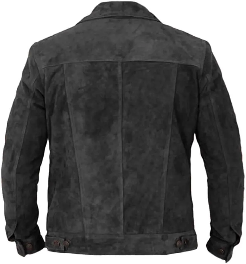 Classyak Men's Fashion Trucker Western Suede Leather Jacket