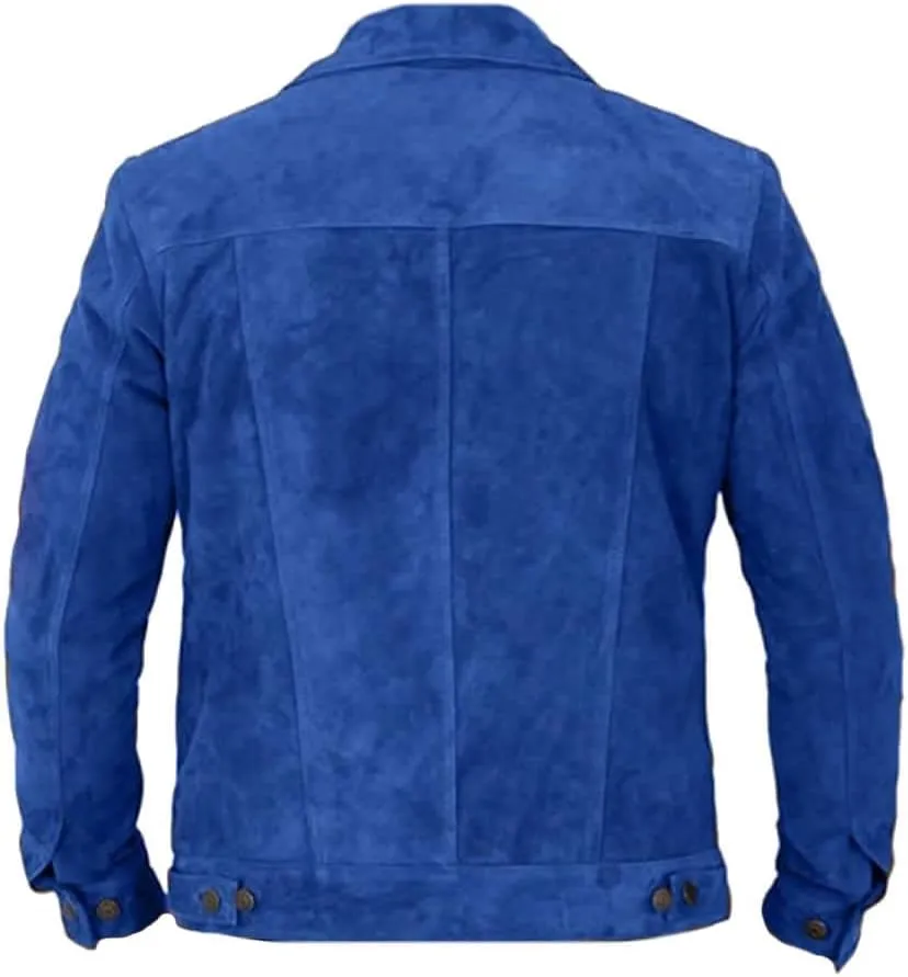 Classyak Men's Fashion Trucker Western Suede Leather Jacket