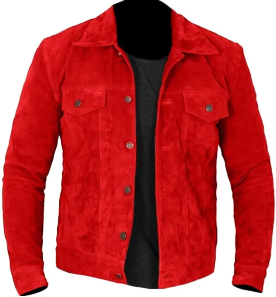 Classyak Men's Fashion Trucker Western Suede Leather Jacket