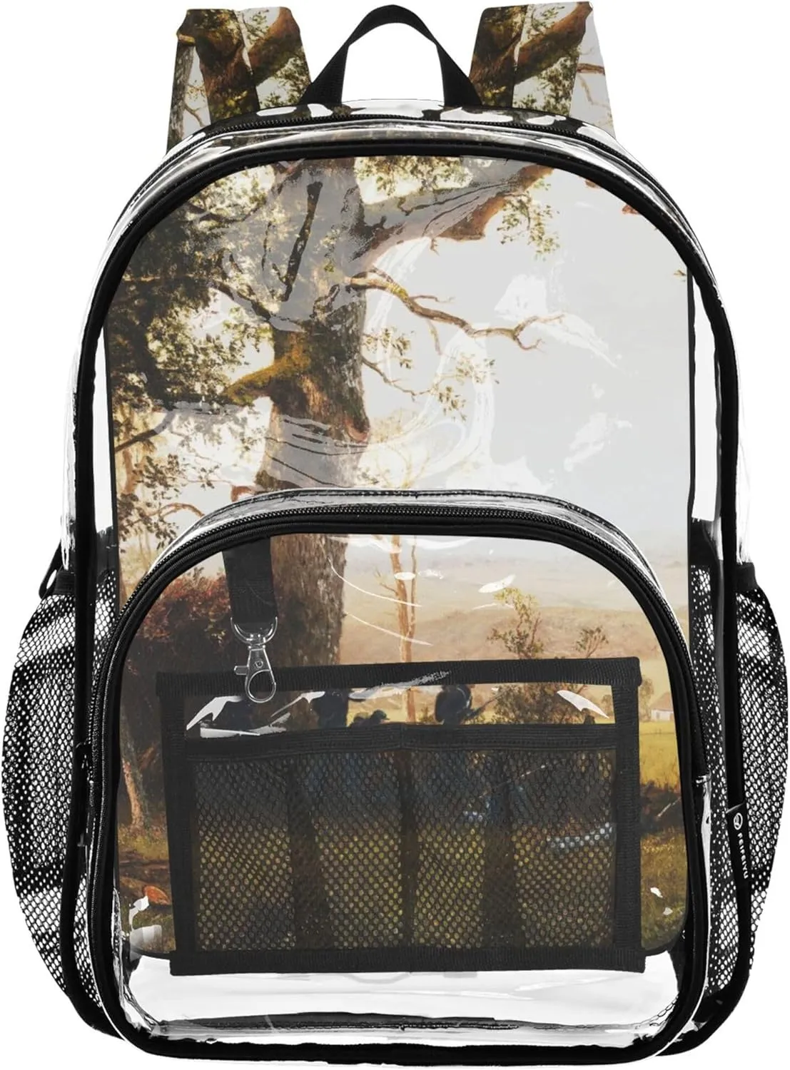 Clear Backpack for Women Girls Backpack for Kids Plastic Transparent Bookbag Albert Bierstadt Guerrilla Painting