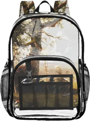 Clear Backpack for Women Girls Backpack for Kids Plastic Transparent Bookbag Albert Bierstadt Guerrilla Painting