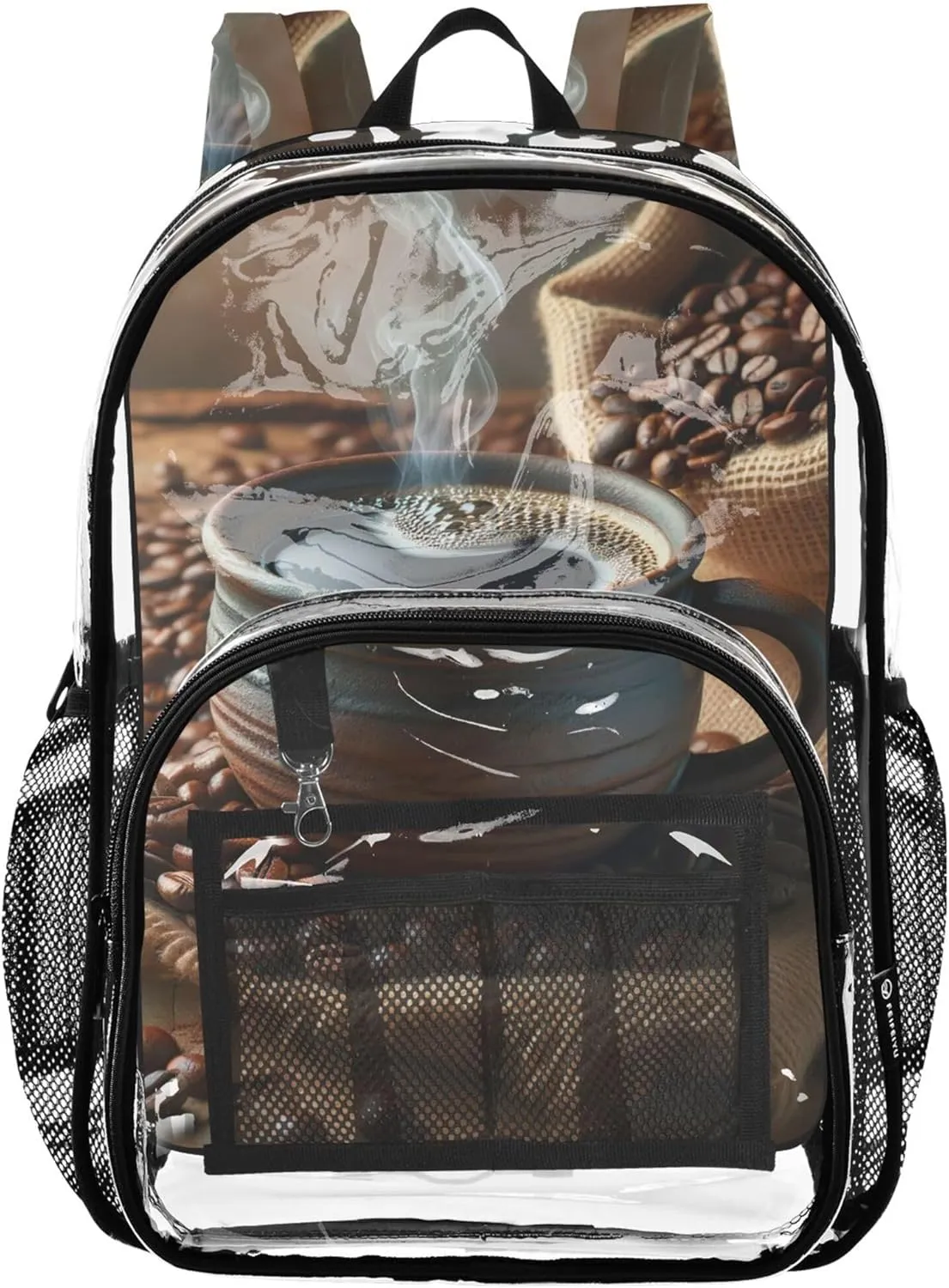 Clear Backpack Women Cute Girls Backpack for Kids Plastic School Clear Bookbag Coffee and Beans