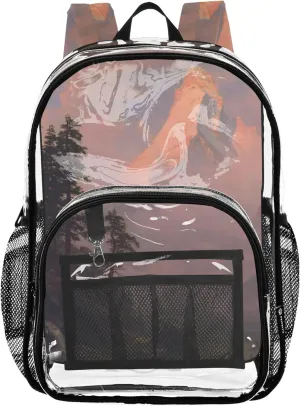 Clear Backpack Women Cute Kids Backpack for Girls Plastic School Clear Bookbag Bierstadt Albert Sunrise Matterhorn