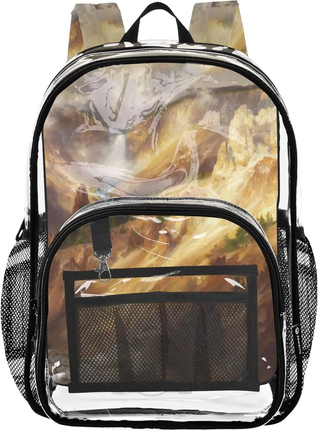 Clear Backpack Women Cute Landscape Thomas Moran Grand Canyon Yellowstone Kids Backpack for Girls School Clear Plastic Bag Pvc