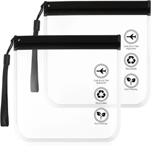 Clear Toiletry Bags, Reusable Quart Size Travel Bag Leak-Proof Airport Liquids Travel Bag with Hanging Rope Portable Travels Accessories Holiday Essentials Makeup Bags (2Pcs)