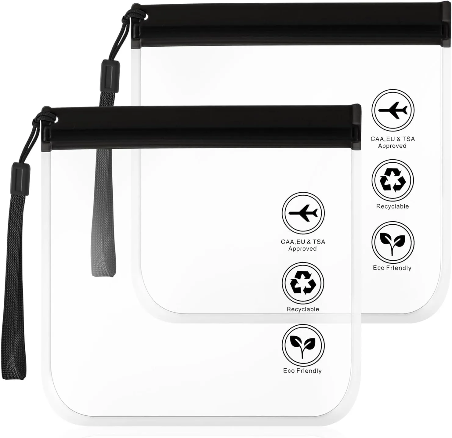 Clear Toiletry Bags, Reusable Quart Size Travel Bag Leak-Proof Airport Liquids Travel Bag with Hanging Rope Portable Travels Accessories Holiday Essentials Makeup Bags (2Pcs)