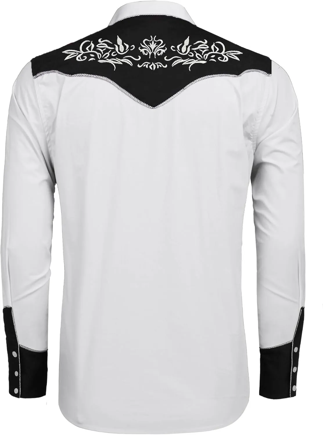COOFANDY Men's Cowboy Shirtss Embroidered Rose Design Shirts Western Long Sleeve Button Down Shirts