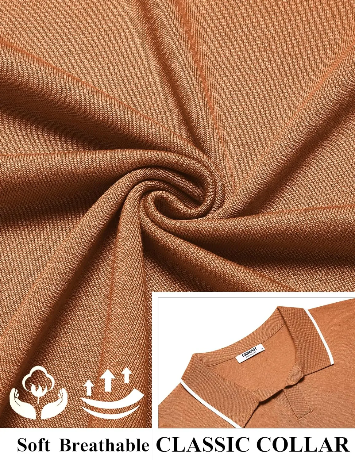 COOFANDY Mens Polo Shirts Short Sleeve Casual Knit Polo Shirt Vintage Golf T Shirts Old Money Tops