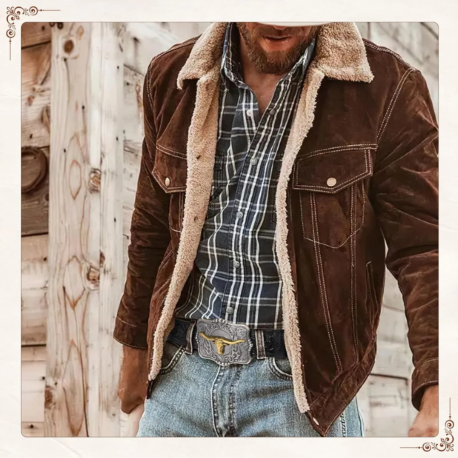 Cowboy Cowgirl Belt Western Belts for Men Women Floral Engraved Longhorn Bull Buckle Belt for Jeans