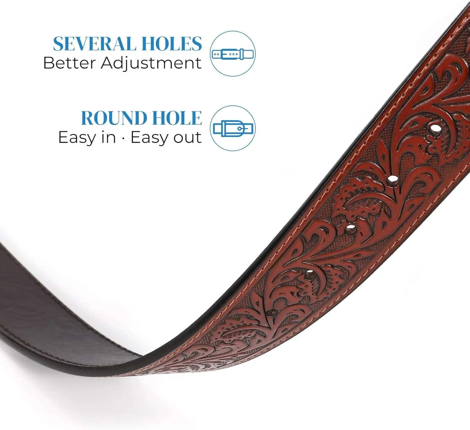 Cowboy Cowgirl Belt Western Belts for Men Women Floral Engraved Longhorn Bull Buckle Belt for Jeans
