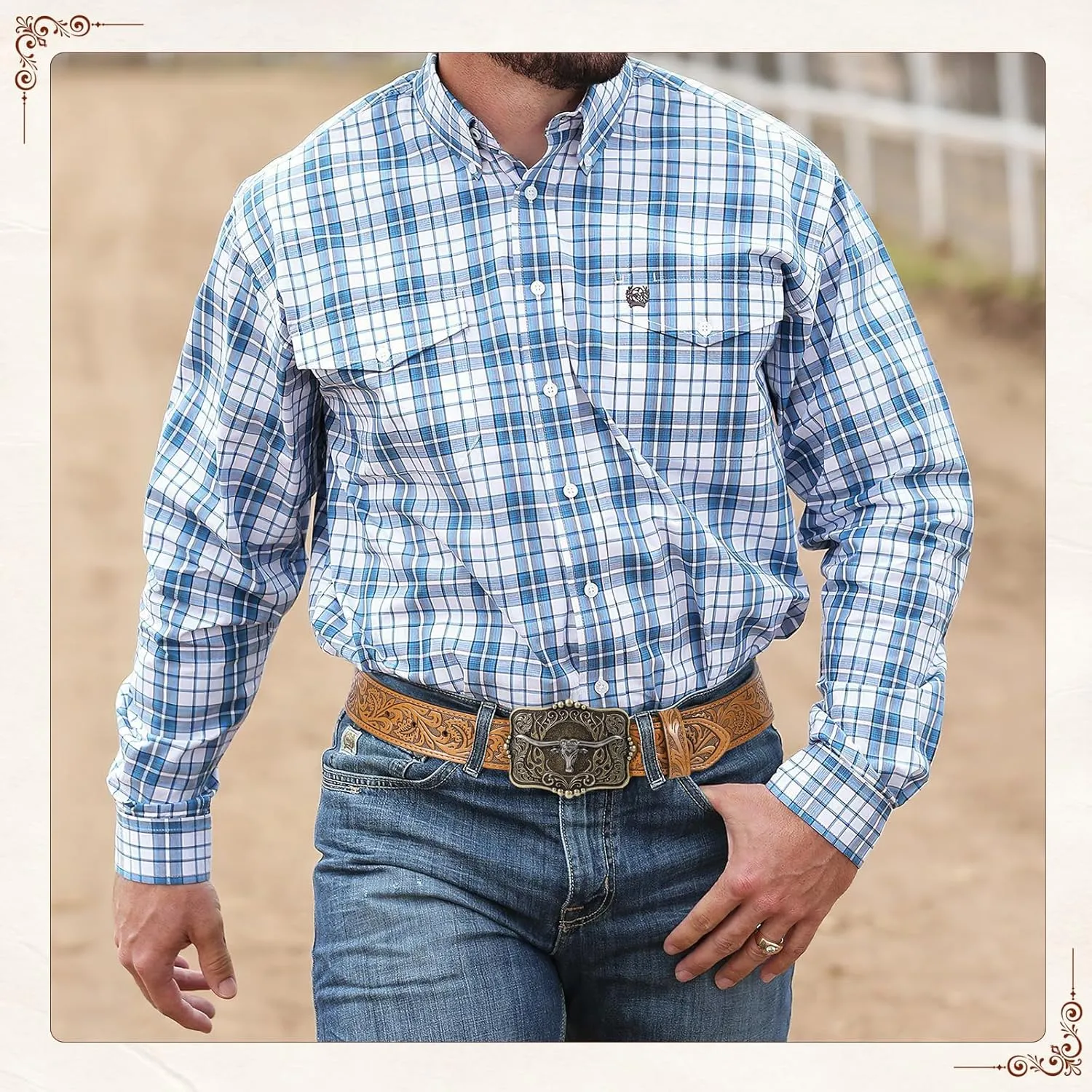 Cowboy Cowgirl Belt Western Belts for Men Women Floral Engraved Longhorn Bull Buckle Belt for Jeans