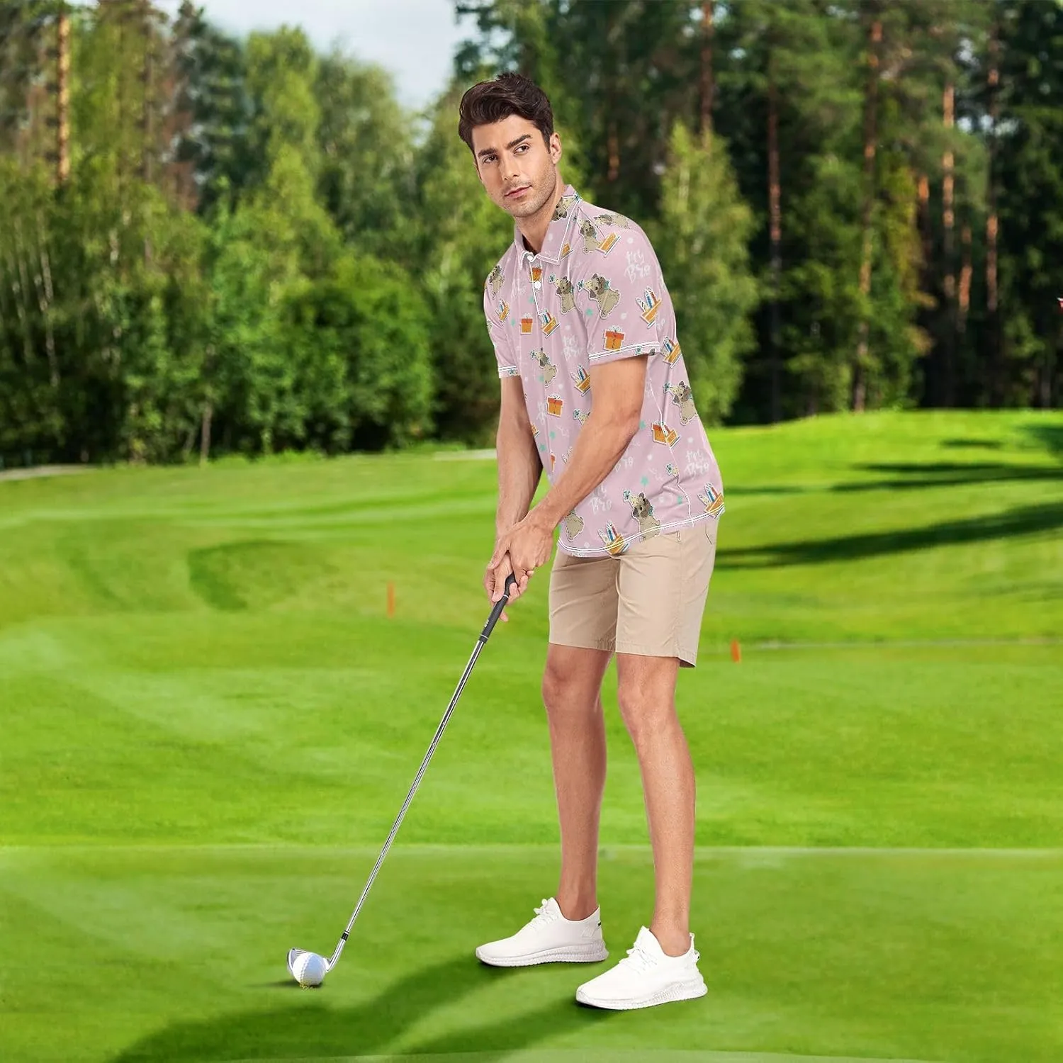 Crane Bird Cloud Men's Polo Shirts Short Sleeve Quick Dry Athletic Outdoor Sports Golf Shirts S-XXL
