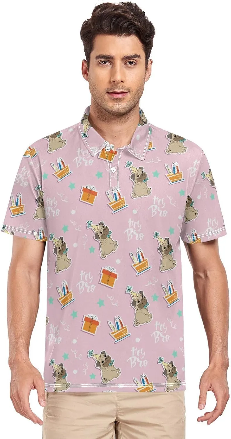 Crane Bird Cloud Men's Polo Shirts Short Sleeve Quick Dry Athletic Outdoor Sports Golf Shirts S-XXL