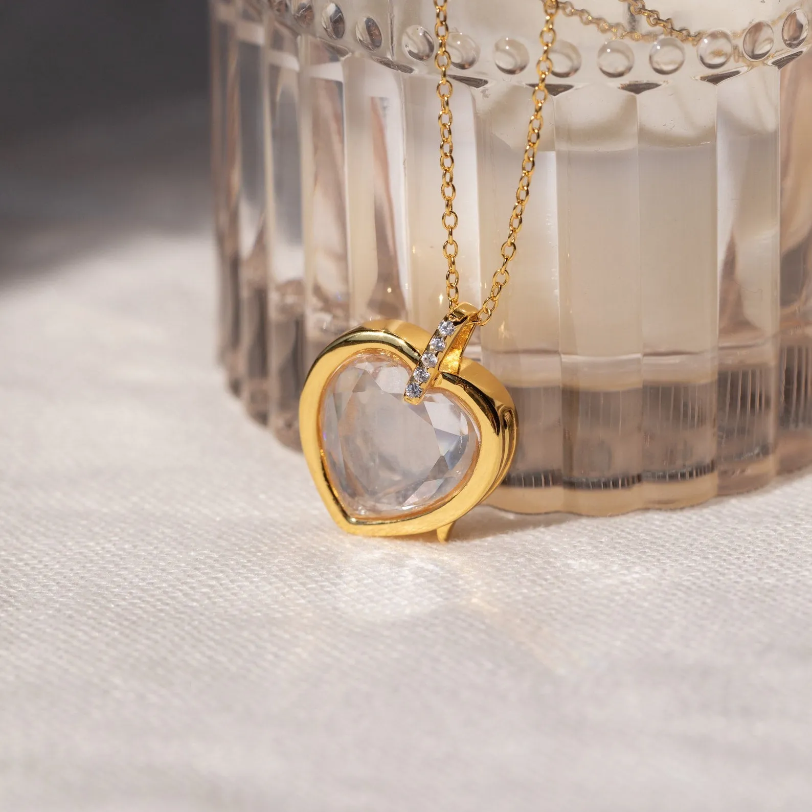 Crystal Heart Locket Necklace