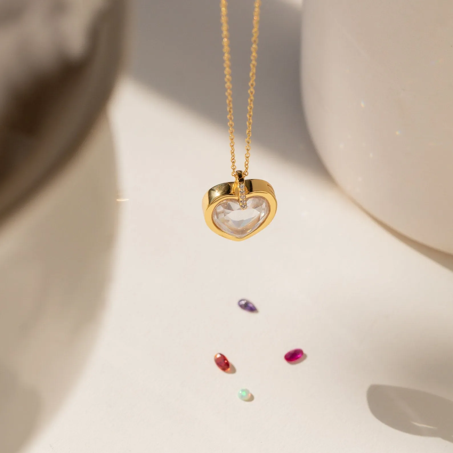 Crystal Heart Locket Necklace