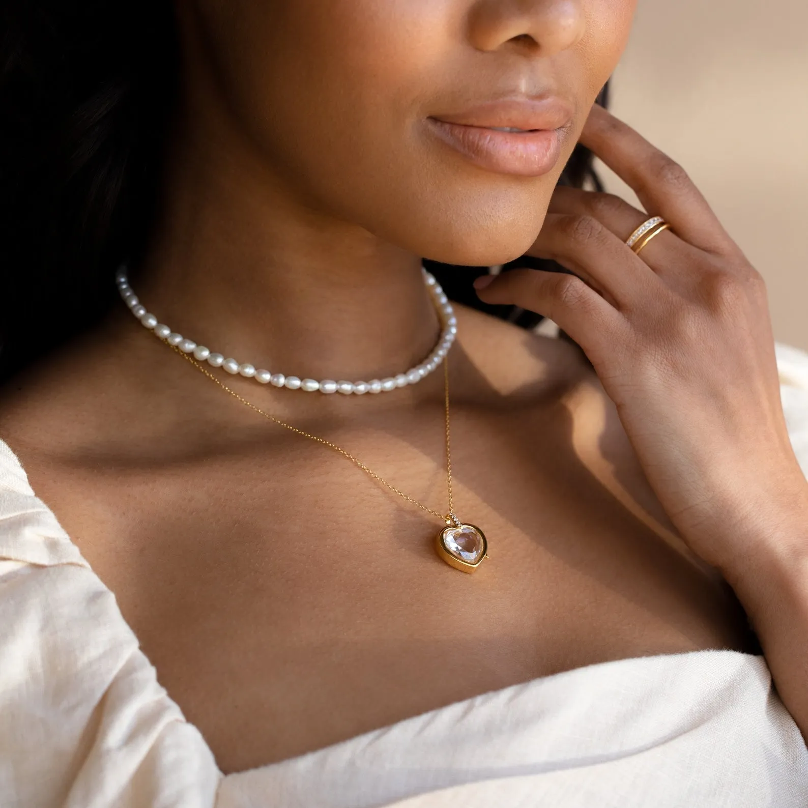 Crystal Heart Locket Necklace