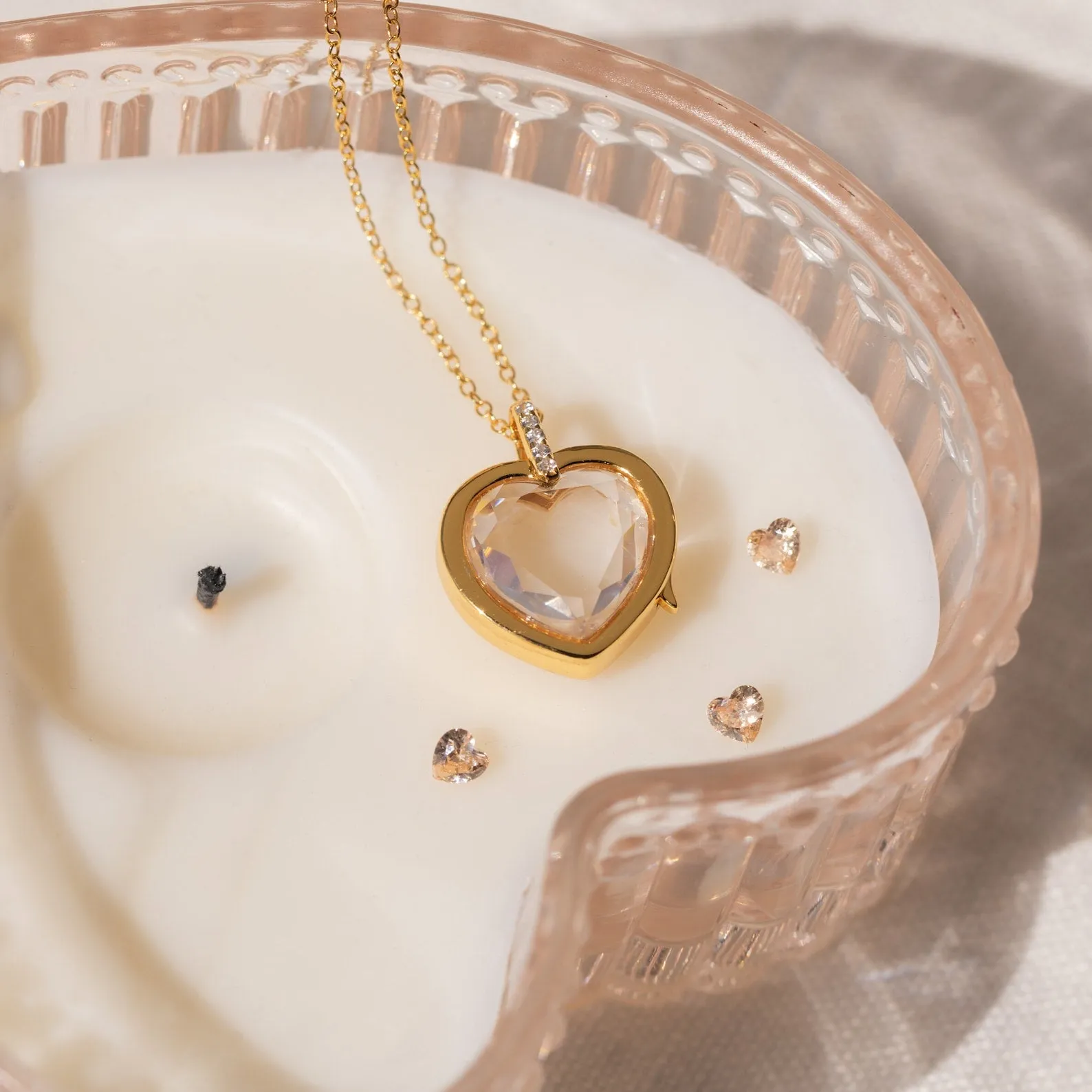 Crystal Heart Locket Necklace