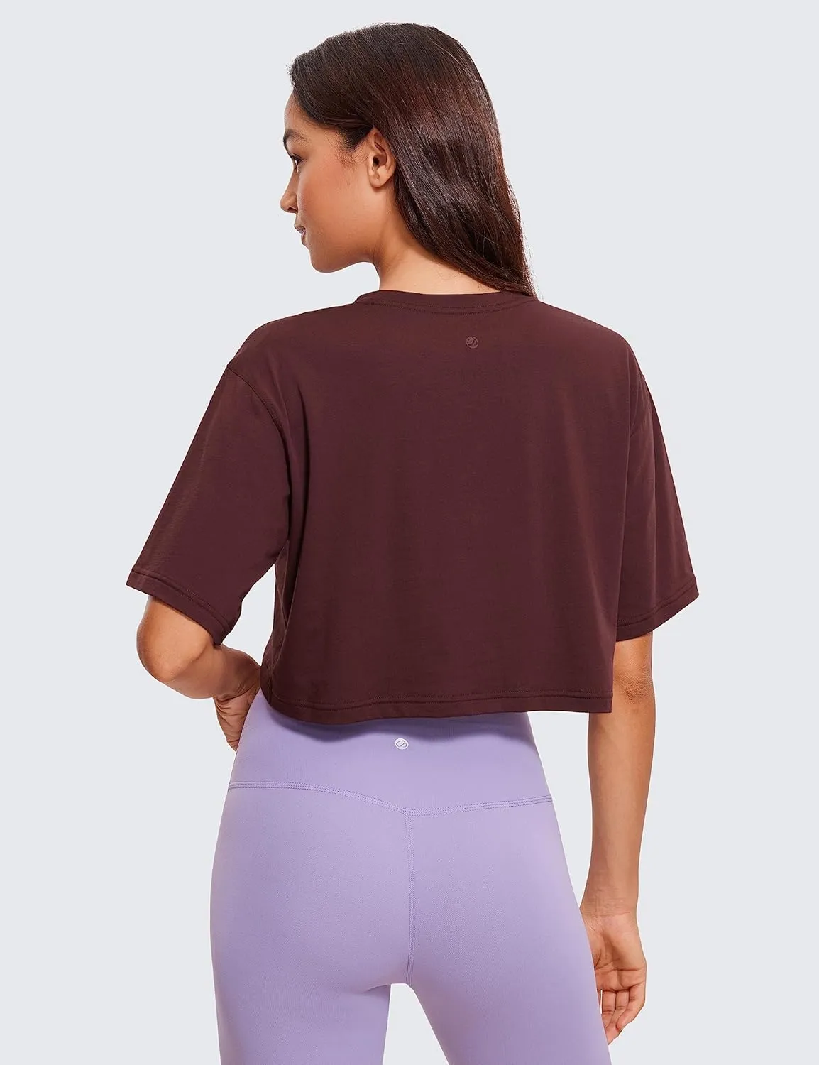 CRZ YOGA Women's Pima Cotton Workout Crop Tops Short Sleeve Yoga Shirts Casual Athletic Running T-Shirts