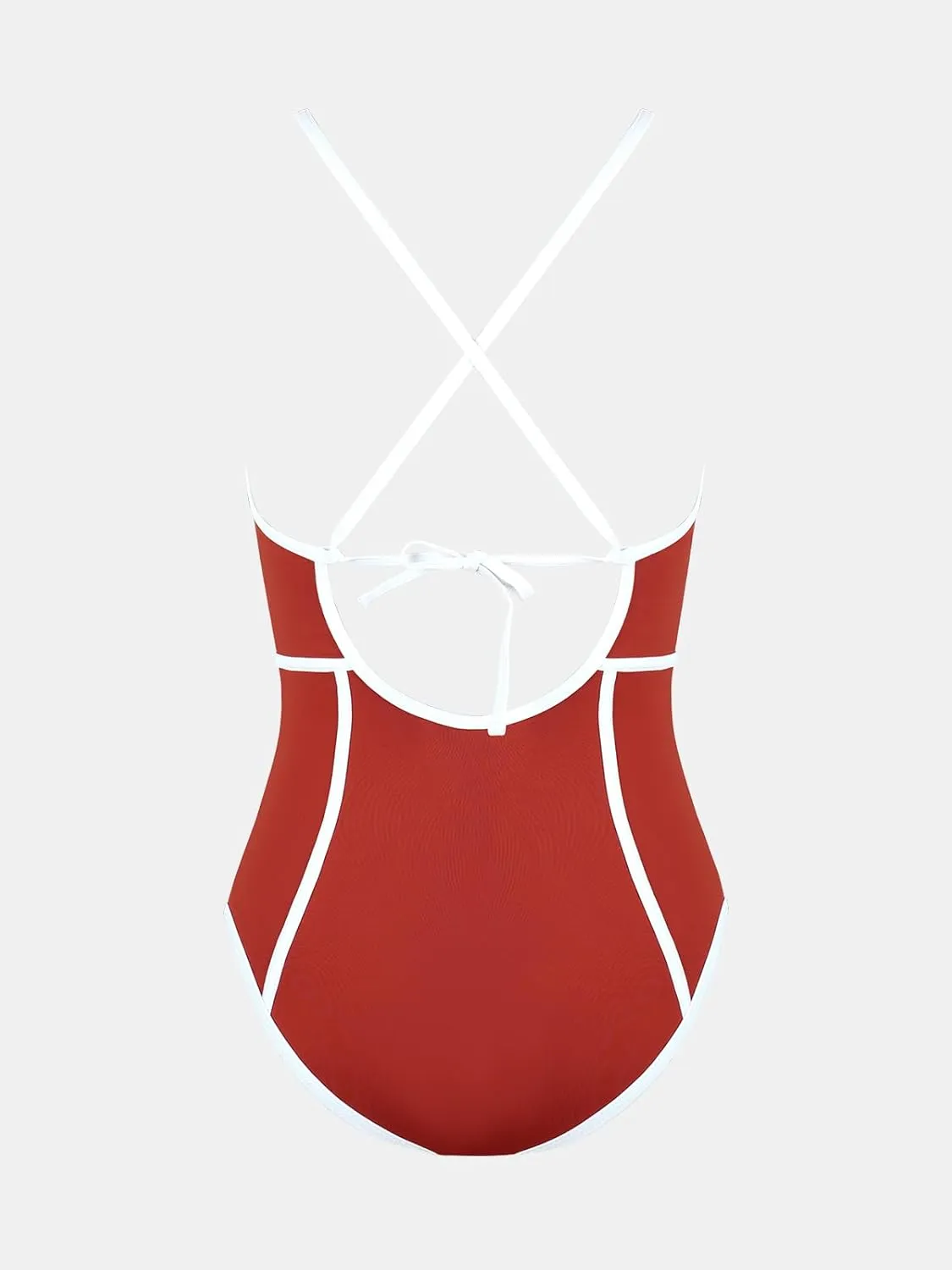 CUPSHE Women's One Piece Swimsuit Plunging V Neck Bathing Suit Crisscross Back Tie Slimming Sculpting Color Block