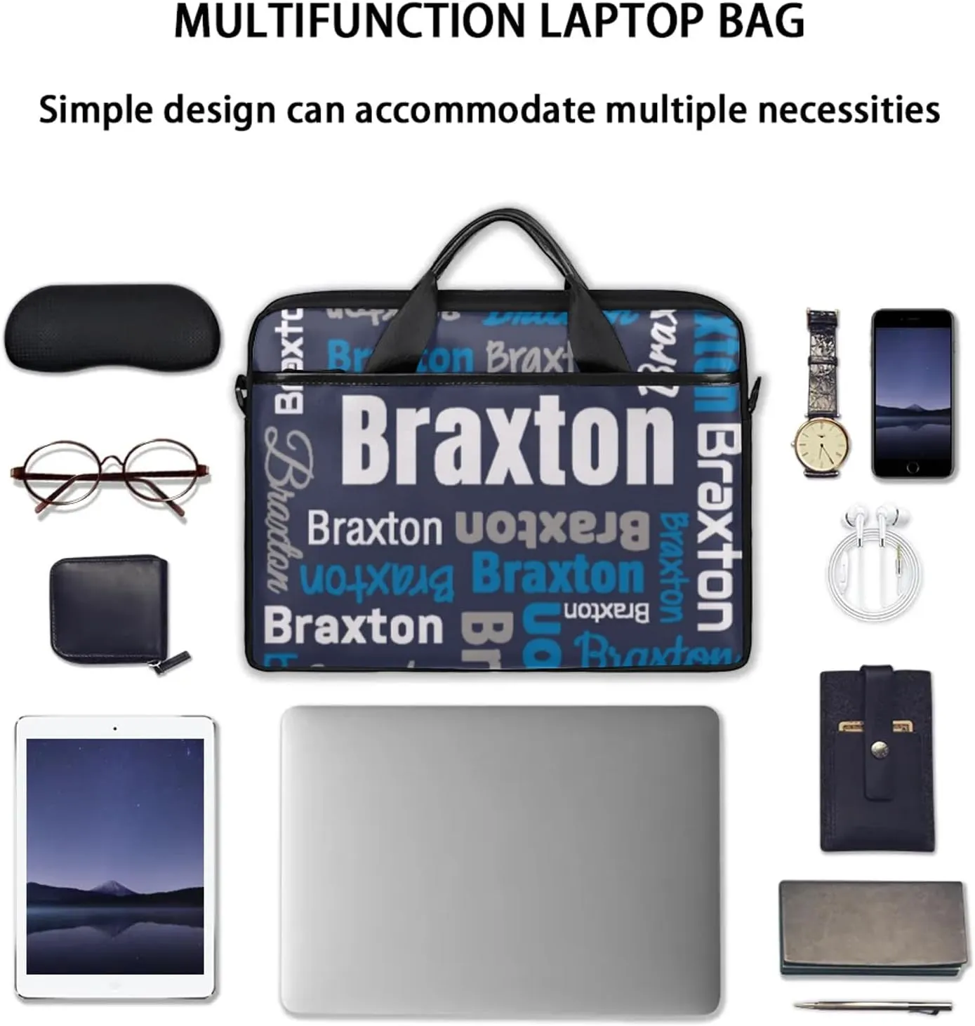 Custom Laptop Shoulder Bags with Name Personalized Laptop Bags with Multi-Pockets