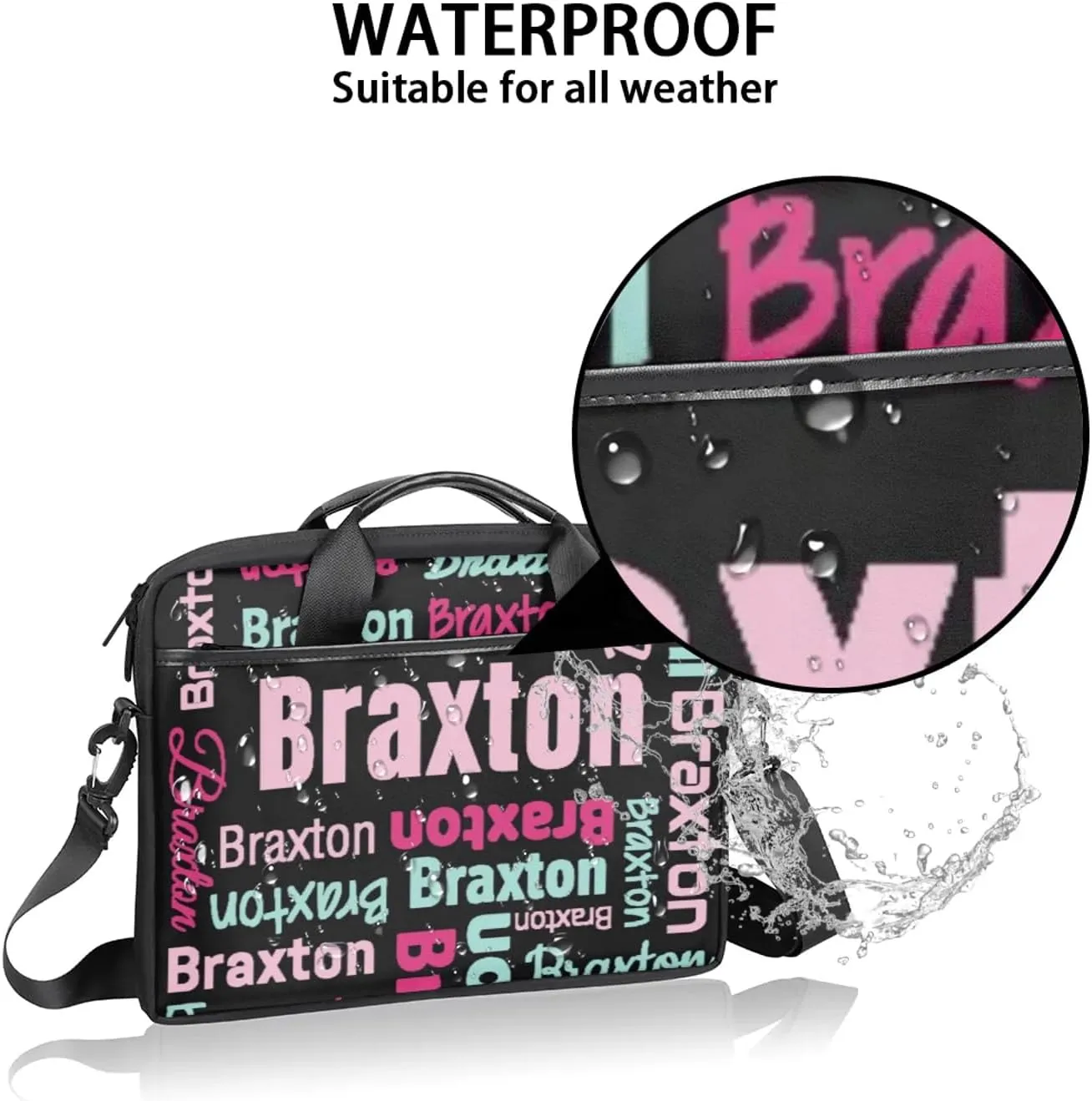 Custom Laptop Shoulder Bags with Name Personalized Laptop Bags with Multi-Pockets