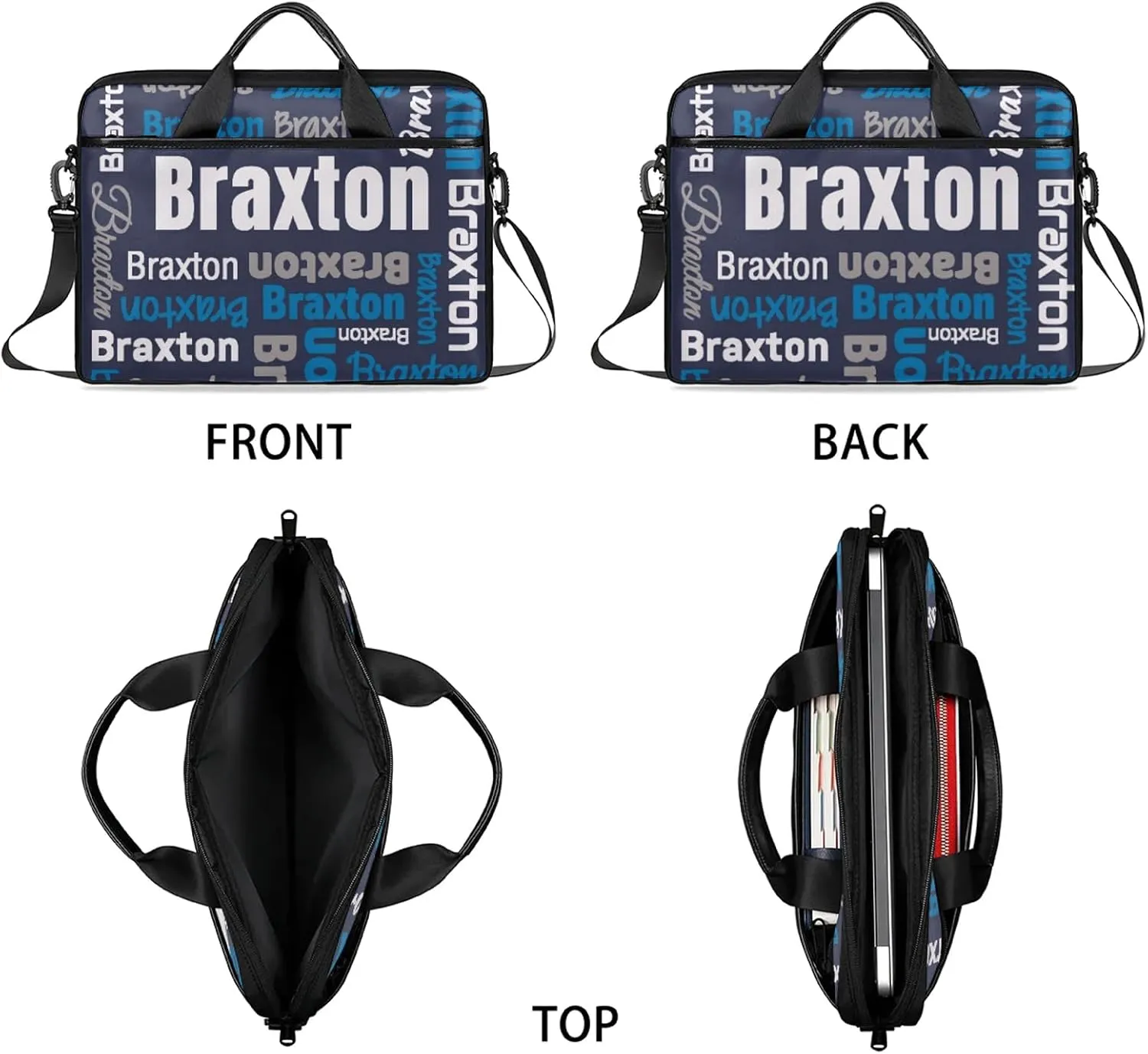 Custom Laptop Shoulder Bags with Name Personalized Laptop Bags with Multi-Pockets