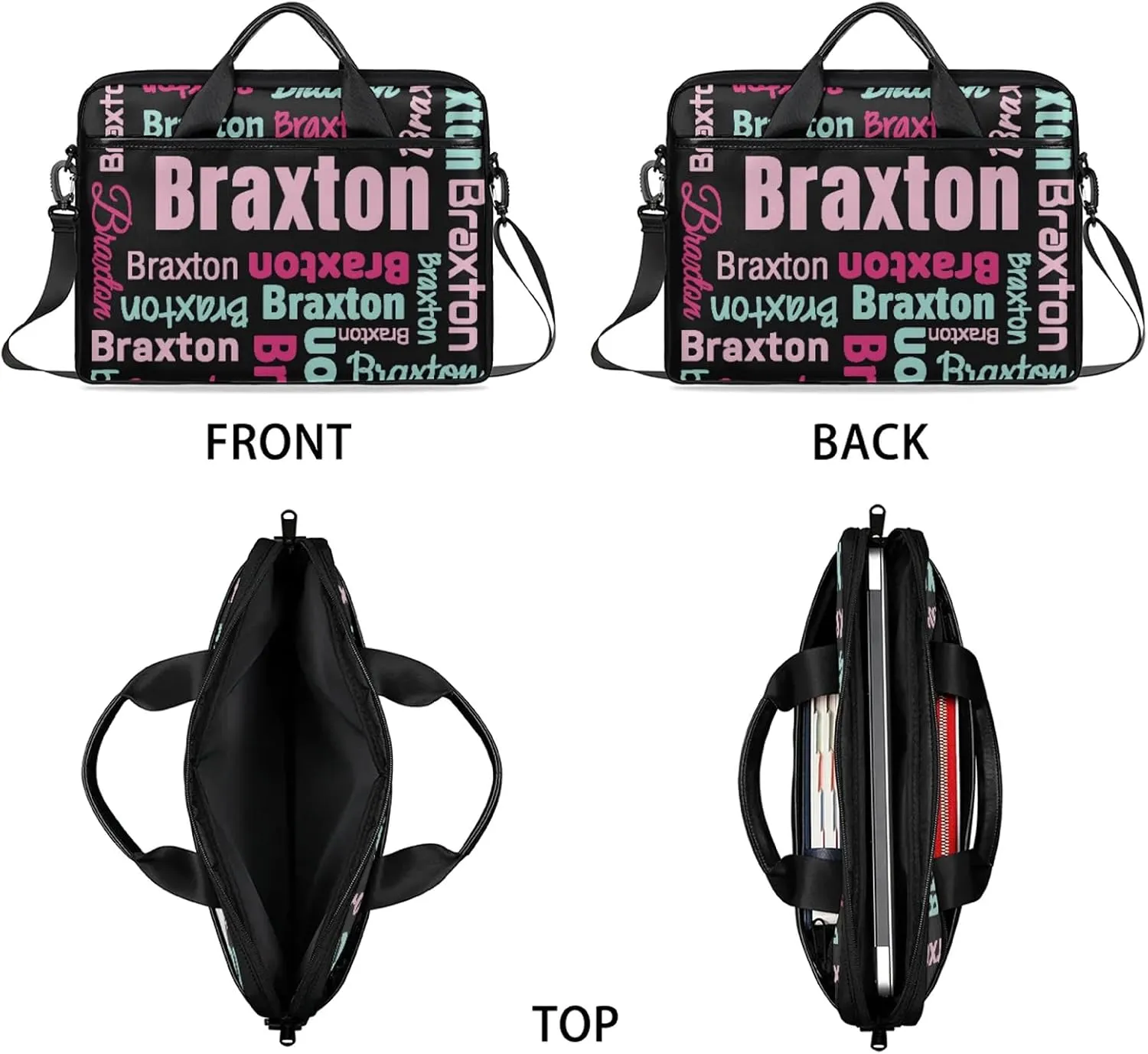 Custom Laptop Shoulder Bags with Name Personalized Laptop Bags with Multi-Pockets