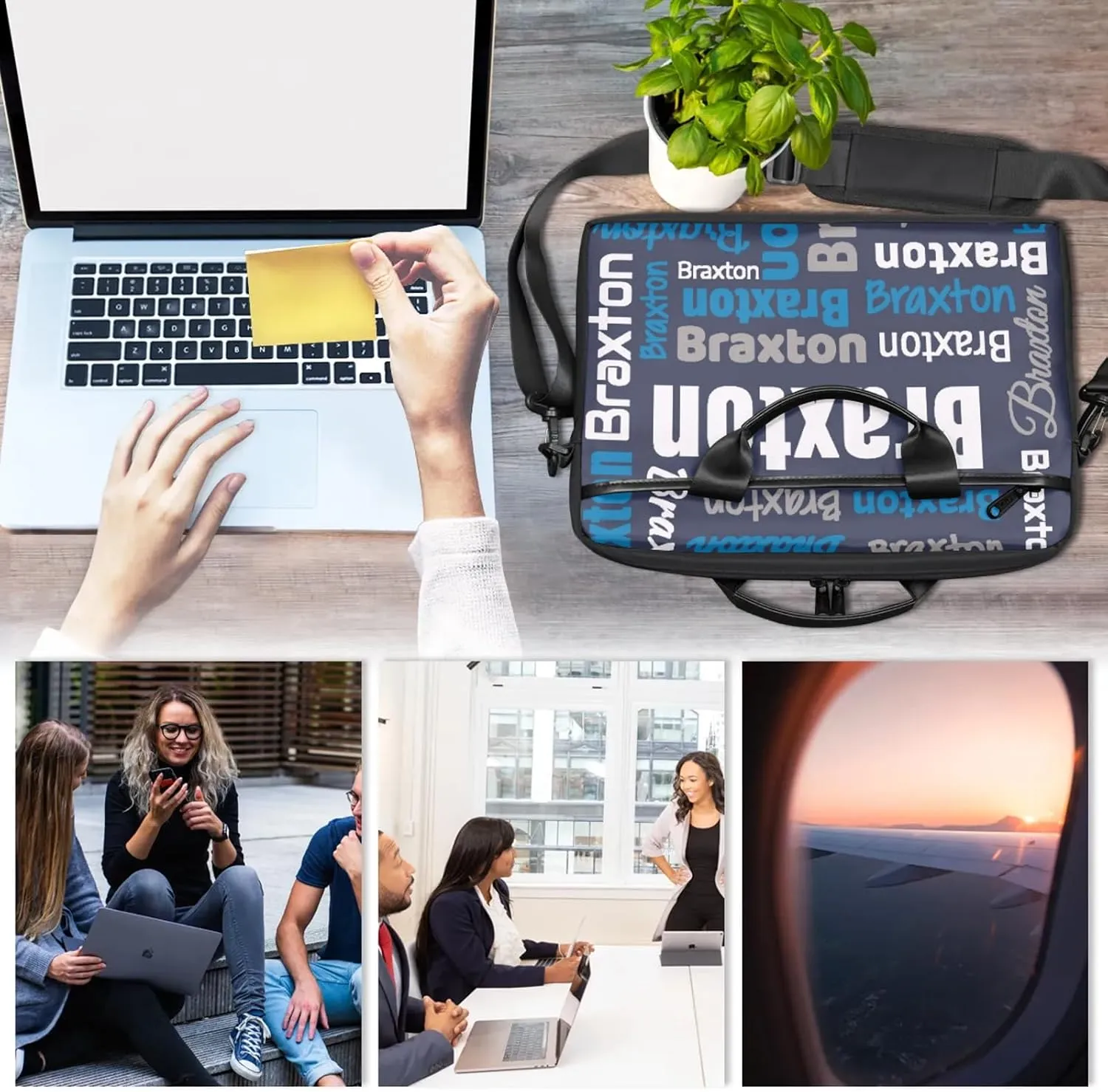 Custom Laptop Shoulder Bags with Name Personalized Laptop Bags with Multi-Pockets